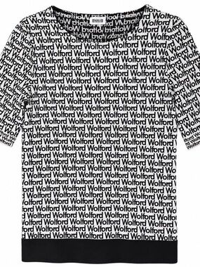 Wolford Black and White Monogram Knit Short Sleeve Top - S